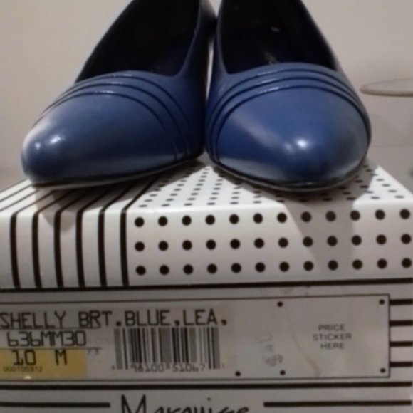 VINTAGE Classic MARQUISE Blue Leather PUMPS DRESS HEELS GORGEOUS! Sz 10 NEWinBOX - Picture 4 of 11